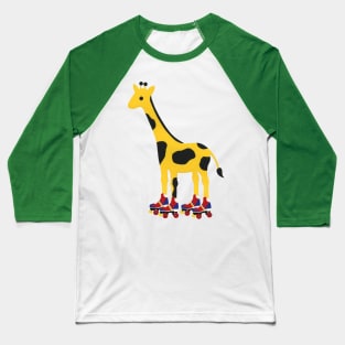 Giraffe on Roller Skates Baseball T-Shirt